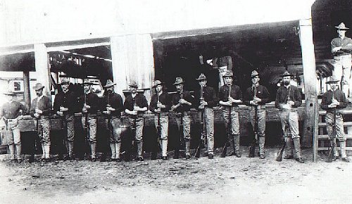 U.S. Marines guarding the freight house